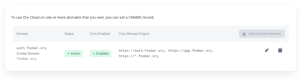 Custom Domain Cors enabled