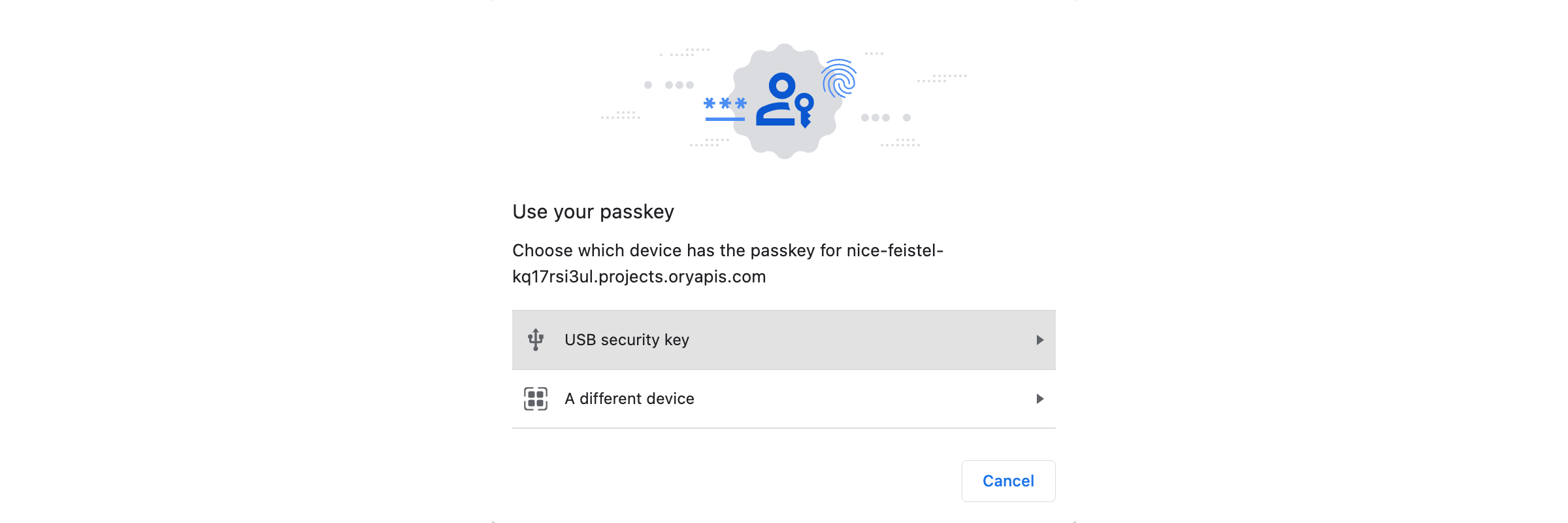 Choose external authenticator device