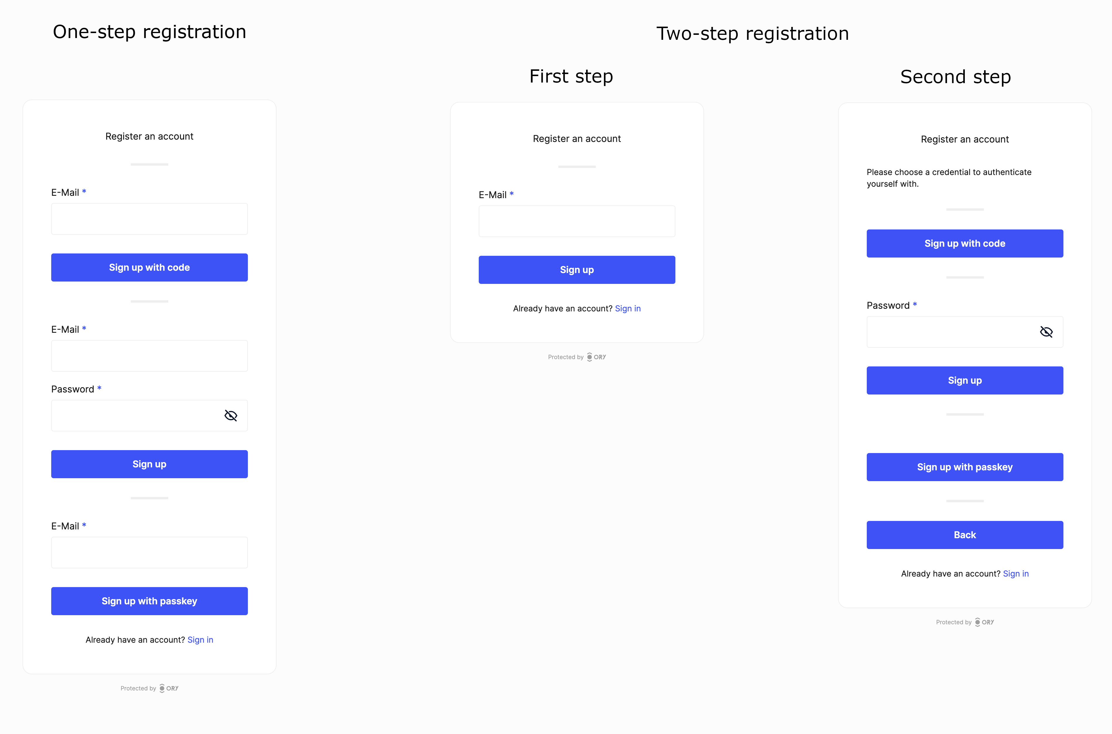 Registration with two-step registration vs one-step registration